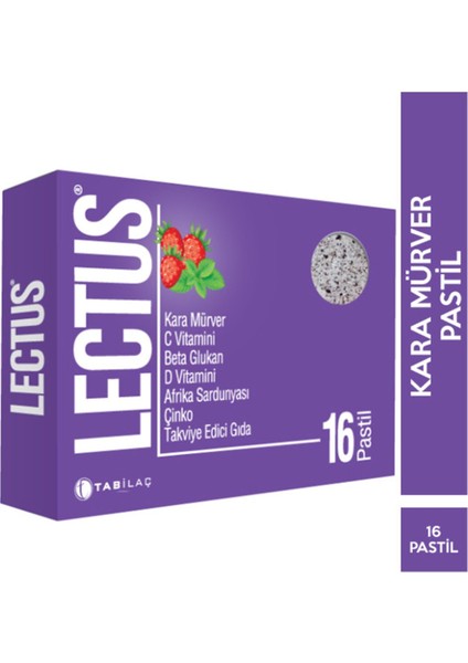 Lectus Karamürver C Vitamini Betaglukan D Vitamini Afrika Sardunyası Çinko Pastil 16 'lı