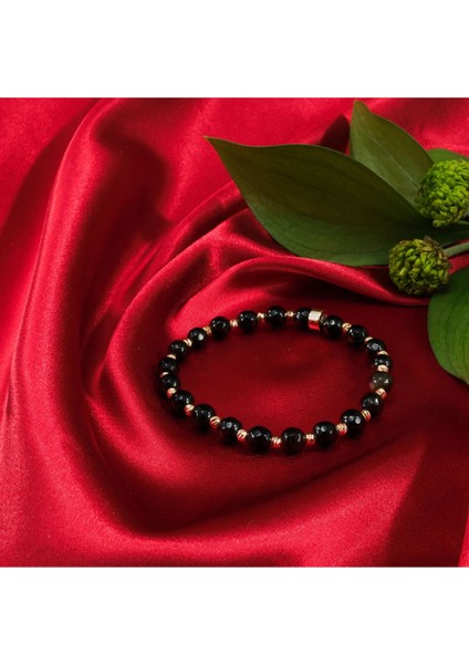 Unisex Obsidyen Doğal Taş Çelik Dorika Bileklik