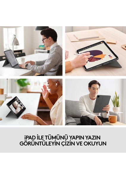 Combo Touch 12.9" iPad Pro 5. ve 6. Nesil ile Uyumlu Çok Yönlü Türkçe Klavyeli Kılıf - Gri fiyatları