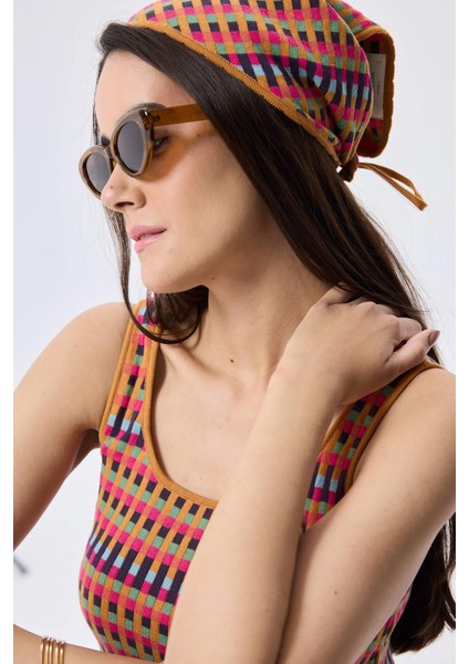 Isla, Jakarlı Organik Pamuk Triko Bandana - Multi Hardal fiyatları