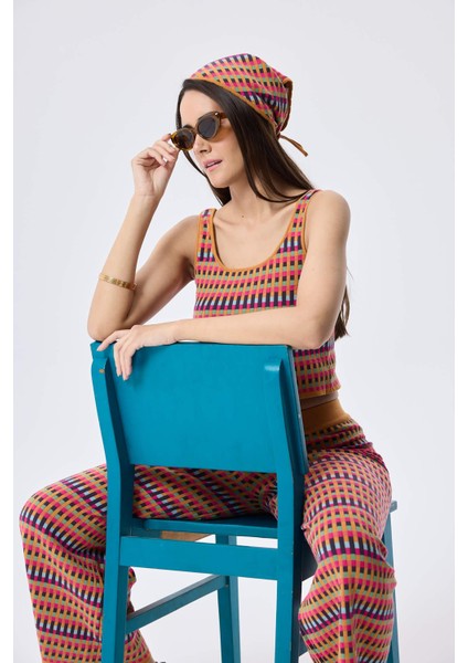 Isla, Jakarlı Organik Pamuk Triko Bandana - Multi Hardal indirimleri