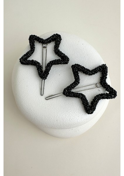 Işıltılı Yıldız Figürlü Ikili Saç Yan Toka (5cm)