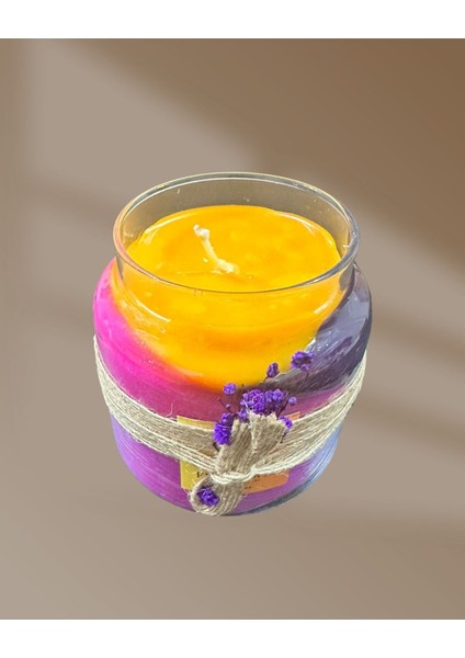 Fu Glowıs - 10X10 cm Cam Sunumda Özel Döküm Katmanlı Mum - 5 Katmanlı | Doğal Wax Karışımı