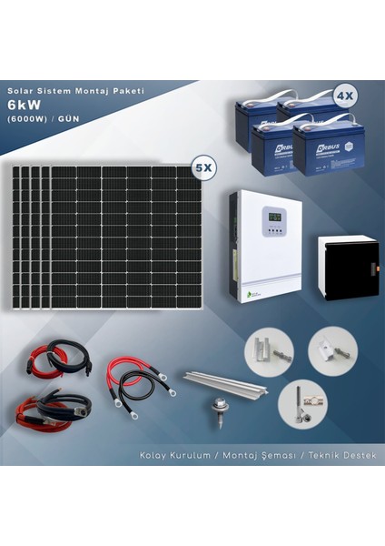 6 Kw Solar Paket Sistem (6000W/GÜN)