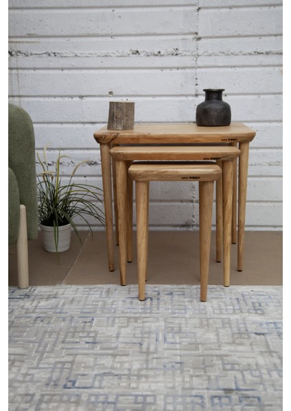 Kızılağaç Yuvarlak 3 Lü Sehpa Takımı -Y06