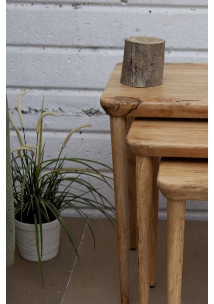 Kızılağaç Yuvarlak 3 Lü Sehpa Takımı -Y06 fırsatları