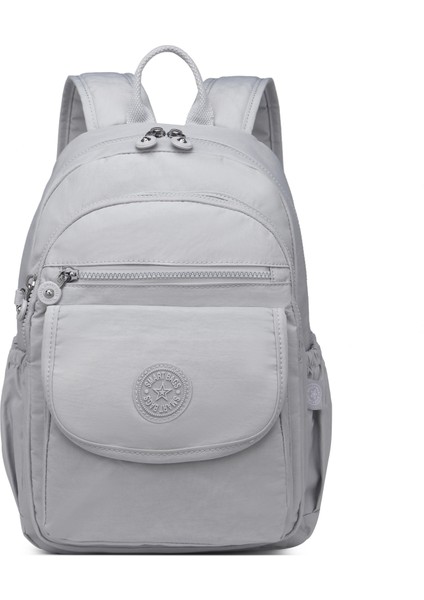 Smartbags Orta Boy Krinkıl Kumaş Kadın Sırt Çantası 2022-1187 Açık Gri