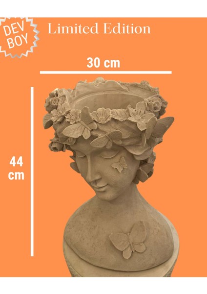 Limited Edition - Dev Boy Kelebekli Tanrıça Figürlü Dekoratif Objede Amber Kokulu Mum - Özel Döküm