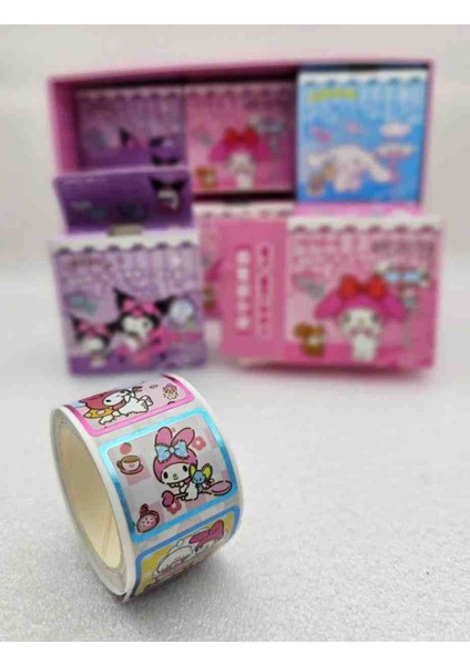 Sanrio Kawaii Lüx Sticker 200 Lü Sticker Rulo Kutulu Sevimli Hediyelik 1ADET