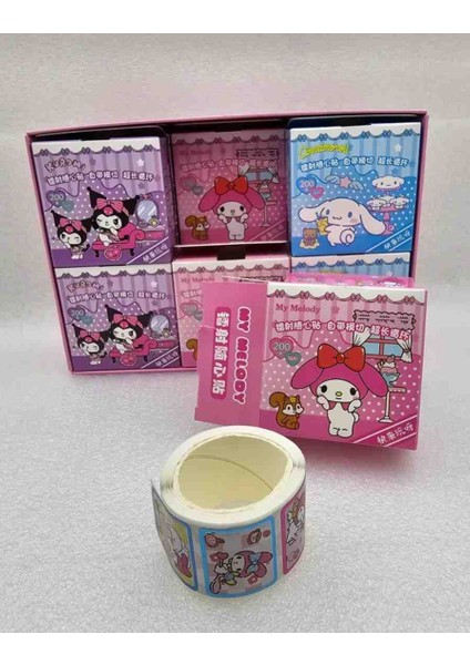 Sanrio Kawaii Lüx Sticker 200 Lü Sticker Rulo Kutulu Sevimli Hediyelik 1ADET