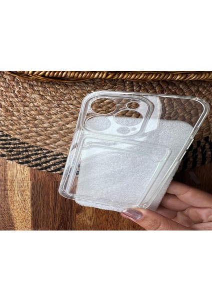 IPHONE 14 Pro Kamera Korumalı Kart Koymalı Şeffaf Silikon