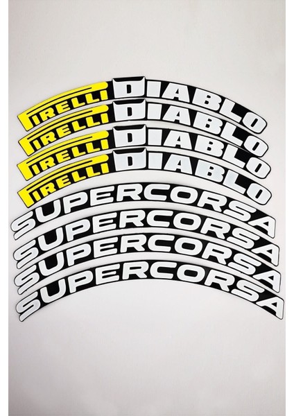 Pirelli Diablo Supercorsa Sarı Lastik Yazı 1.9 cm Proseries ™ 1 Yıl Garantili 8 Adet Tutkal modelleri