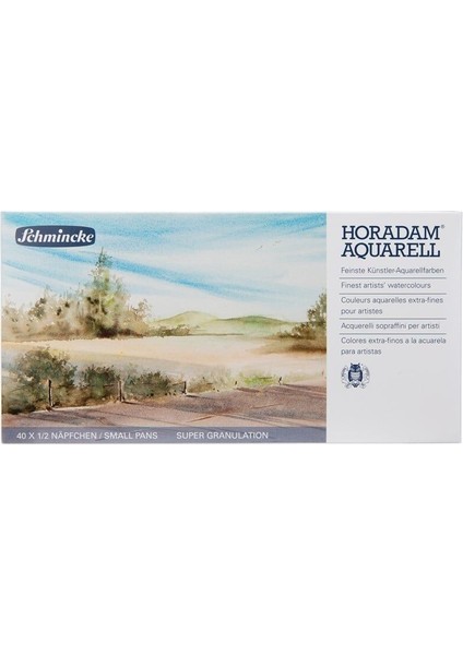 Horadam Aquarell Taş Tablet Sulu Boya Seti Supergranulation Yarım Tablet 40 Renk Metal Kutu modelleri