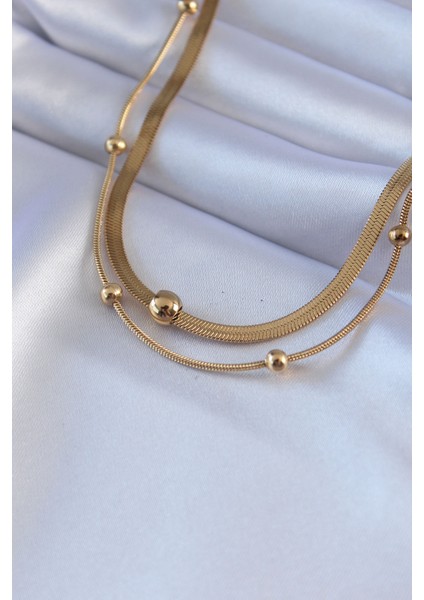 Italyan Zincir Minimal Top Detaylı Çelik Kolye