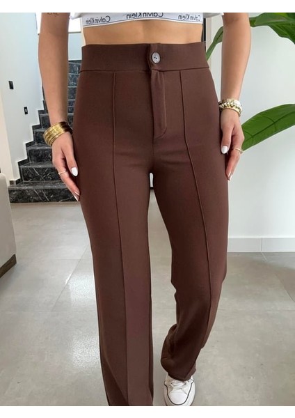 Munn Collection Kadın Yüksek Bel Full Likralı Krep Kumaş Pantolon fiyatları