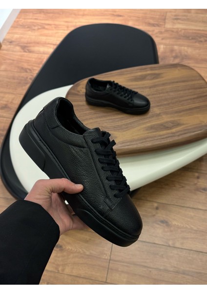 1090 Siyah Cilt - Siyah Taban Hakiki Deri Erkek Sneakers