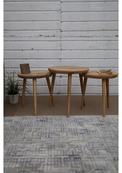 Kızılağaç Yuvarlak 3 Lü Sehpa Takımı - Y07