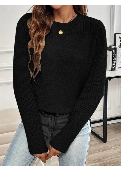 Munn Collection Kadın Uzun Kollu Bisiklet Yaka Triko Bluz fırsatları