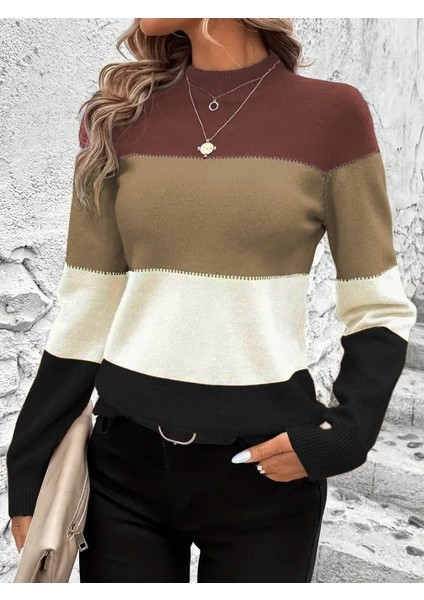 Munn Collection Kadın Uzun Kollu Yarı Balıkçı Yaka Triko Kazak