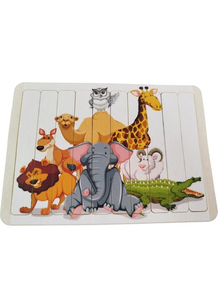 Doğal Keçe Eğitici Dikey Puzzle Hayvanlar Yapboz (Armahediyeli)