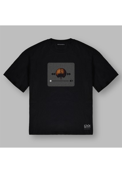 Sessiz Beyin Oversize Siyah Tişört