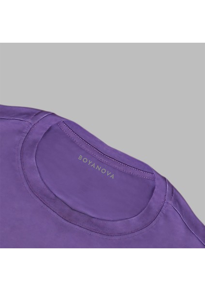 Ejderha ve Kupa Baskılı Oversize Mor Tişört