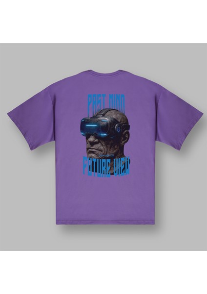 Past Mind Future View Vr Gözlüklü Mor Tişört