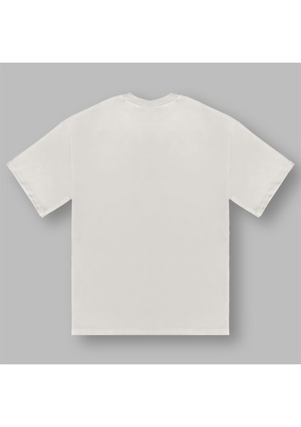 Kalp Çalar Oversize Ekru Tişört