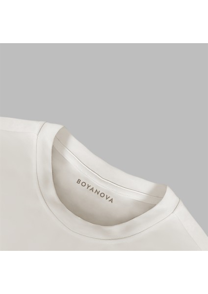 Kalp Çalar Oversize Ekru Tişört