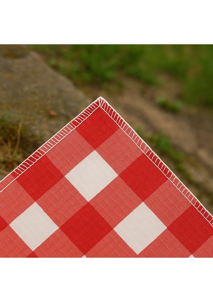 Kendinden Çantalı Kırmızı Ekose Piknik Örtüsü 150X150 cm Taşınabilir Cırtlı Piknik Matı Taşıma Kordonlu Ince Katlanabilir Örtü modelleri