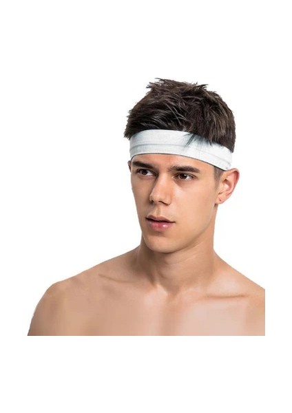 Erkek Spor Saç Bandı Sporcu Kafa Bandı Headband Tenis Gym Ter Bantı Spor Fitness Saç Bantları Beyaz