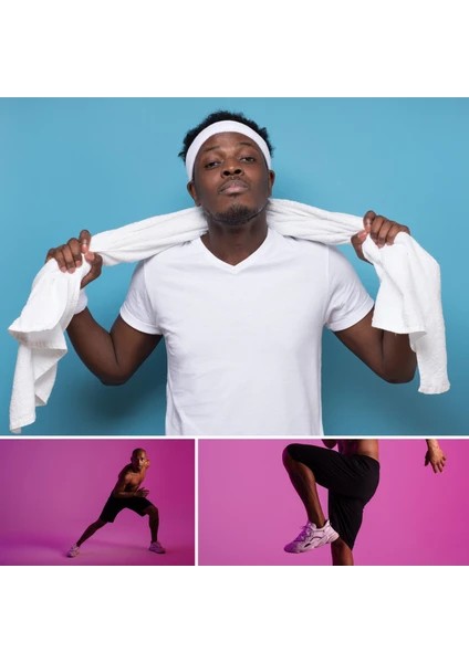 Erkek Spor Saç Bandı Sporcu Kafa Bandı Headband Tenis Gym Ter Bantı Spor Fitness Saç Bantları Beyaz fiyatları