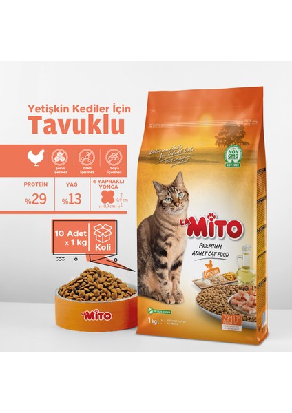 Adult Cat Tavuklu Yetişkin Kedi Maması 1kg x 10 Adet, Tüm Irklar İçin, Doğal, Şeker İçermez fiyatları