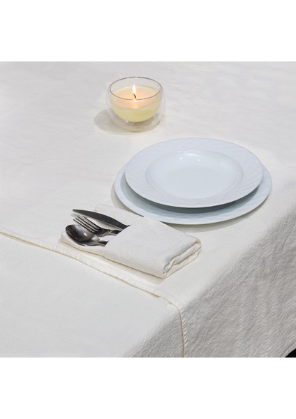 Taşlanmış Ekru Denim Pamuk Masa Örtüsü fiyatları