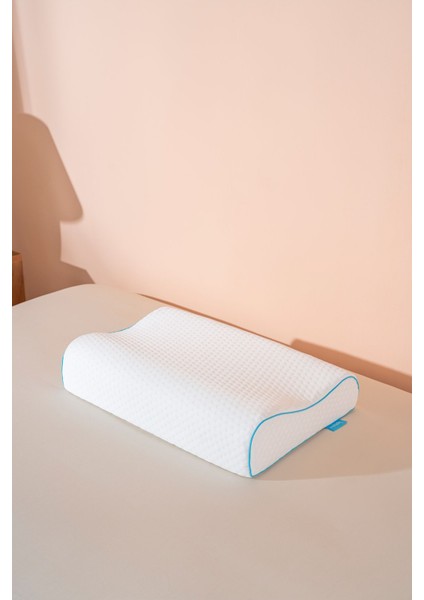 Yüksek Visco Yastık Çift Boyun Destekli Ortopedik Visko Yastık - 60X40X14/12CM