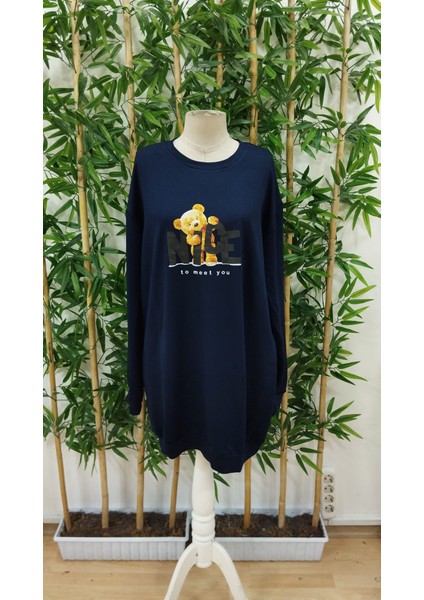 Munn Collection Kadın Uzun Kollu Bisiklet Yaka Ayı Desenli Viskon Iki Iplik Elbise fırsatları