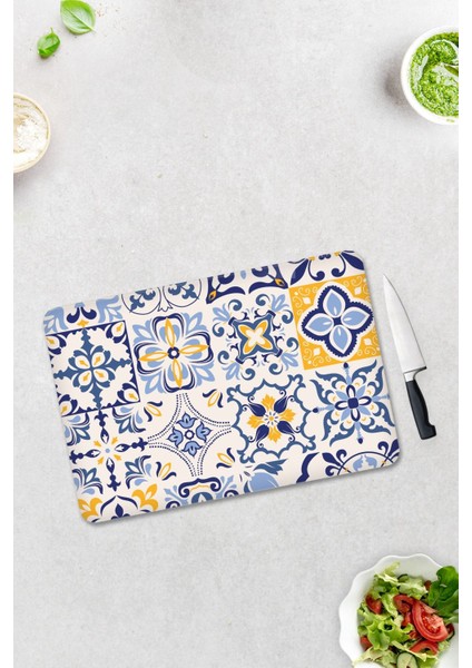 Mavi Çini Desen | Cam Kesme Tahtası - Cam Kesme Tablası | 30CM x 40CM fiyatları