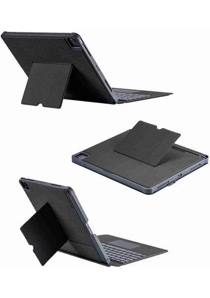 iPad Pro 13 2024 Uyumlu 360° Manyetik Standlı Ledli Touchpadli Katanya Klavyeli Tablet Kılıfı indirimleri