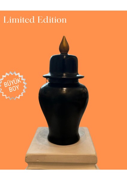 Limited Edition, Büyük Boy Ritüel Vazo Formlu Dekoratif Objede Noir Essence Kokulu Mum - Özel Döküm
