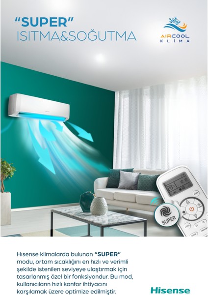 Aircool Duvar Tipi Klima 24.000 Btu (4 mt Montaj Dahil)