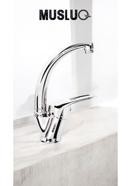 Mix Kuğu Banyo Lavabo Bataryası - Pirinç Gövde, Krom Kaplama, Sıcak & Soğuk Su Girişli fırsatları