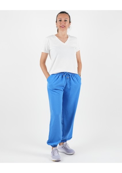Jogger Pantolon Paça Lastikli Düz Renk