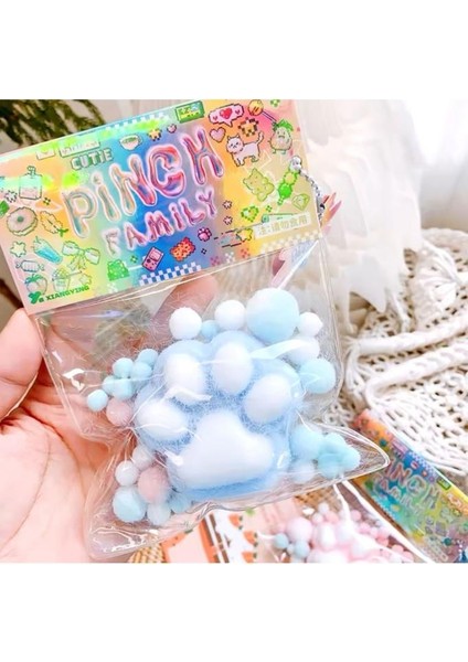 Kedi Patisi Taba Squishy Stress Oyuncağı Sukuşi Pati, Tüylü Oyuncak Mavi
