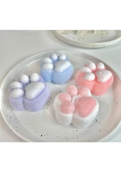 Kedi Patisi Taba Squishy Stress Oyuncağı Sukuşi Pati, Tüylü Oyuncak Mavi