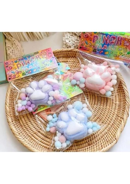 Kedi Patisi Taba Squishy Stress Oyuncağı Sukuşi Pati, Tüylü Oyuncak Mavi