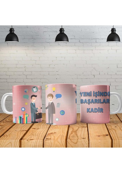 Yeni Işinde Başarılar Kişiye Özel Baskılı Yeni Tasarım Sihirli Kupa Bardak Özel Kutusunda