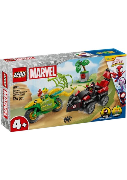 11198 LEGO Marvel Spidey - Spin ve Electro Dinozor Aracı Takibi 124 Parça +4 Yaş