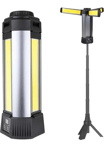 Powermaster PM-24566 35 Watt USB - Type-C Girişli P50 ve Cob Ledli 3 Kanatlı Kollu Çalışma Lambası