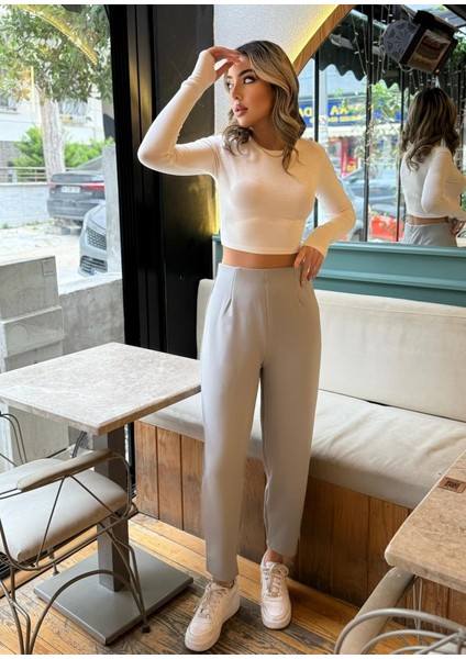 Munn Collection Kadın Krep Kumaş Balon Pantolon modelleri