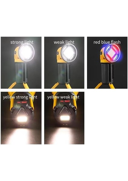 Powermaster MX-W5164-3 Kırmızı Mavi Çakarlı Cob Ledli Şarjlı Kamp El Feneri Işıldak